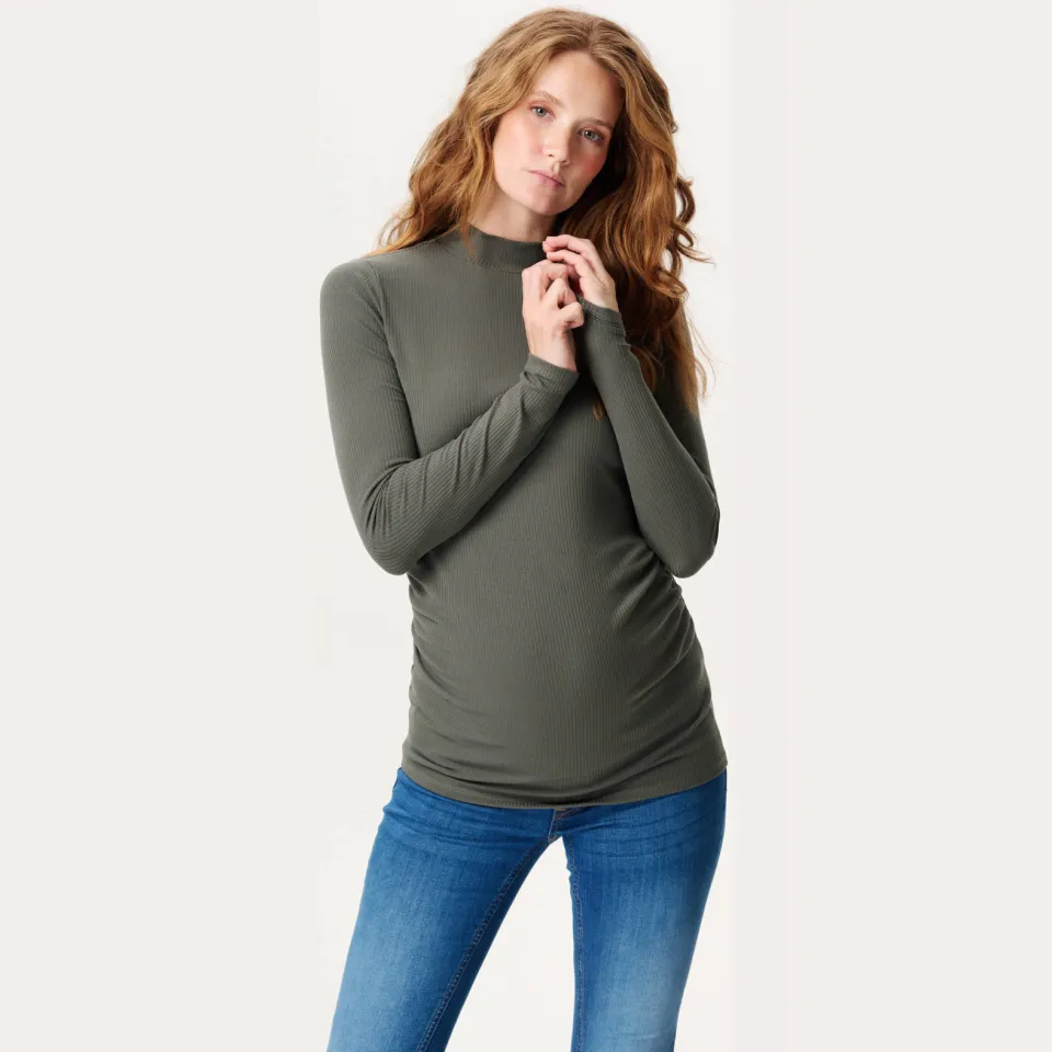 Noppies maternity Sira zwangerschapslongsleeve olijfgroen