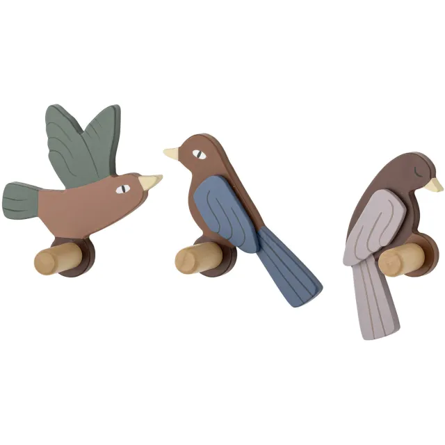 Bloomingville Mini haak Lewi kapstok set van 3 bruin