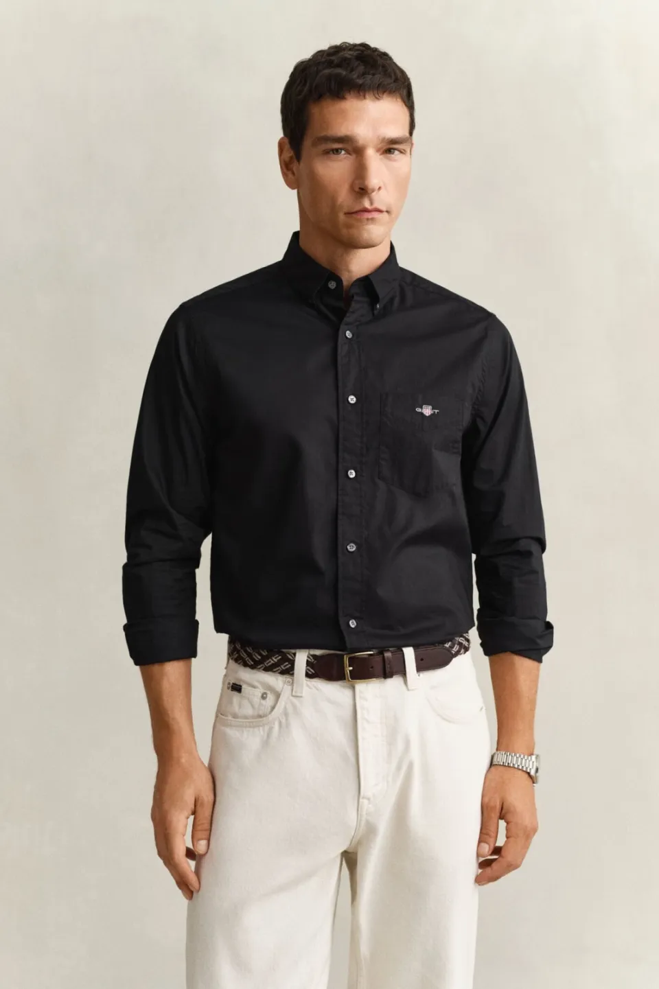 Gant regular fit poplin overhemd zwart, foto 2