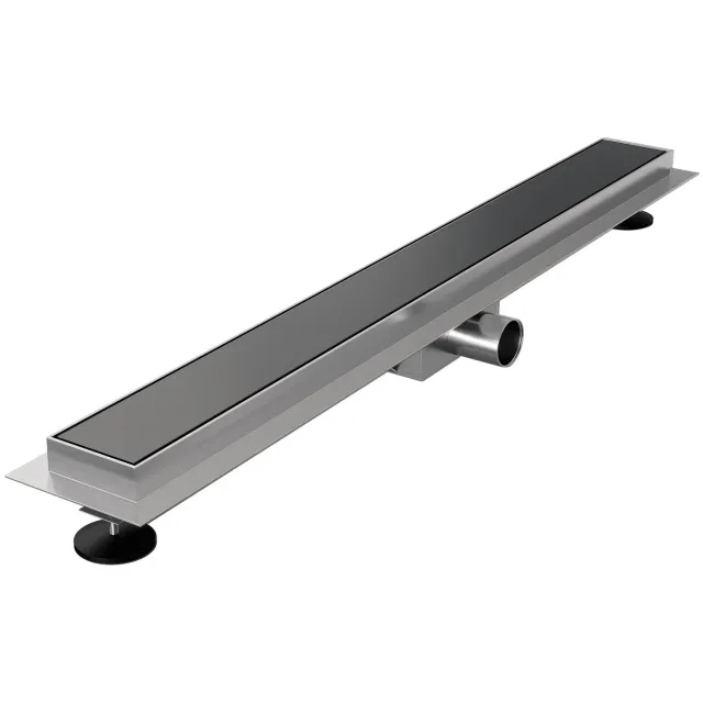 Brauer Douchegoot Brauer Geborsteld Gunmetal Inclusief Vloerflens 80x7 cm Zero Tegelinlegrooster Omkeerbaar