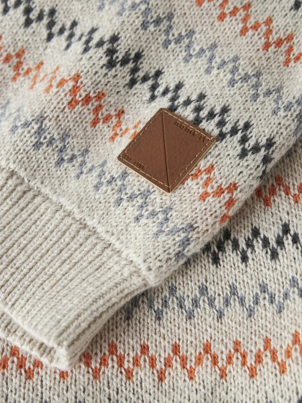 NAME IT MINI katoenen gebreide trui met print - beige All over print, foto 4