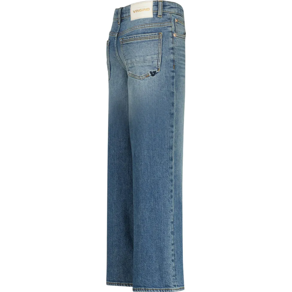 Vingino Cita essential high waist wide leg jeans - mid blue wash, foto 3