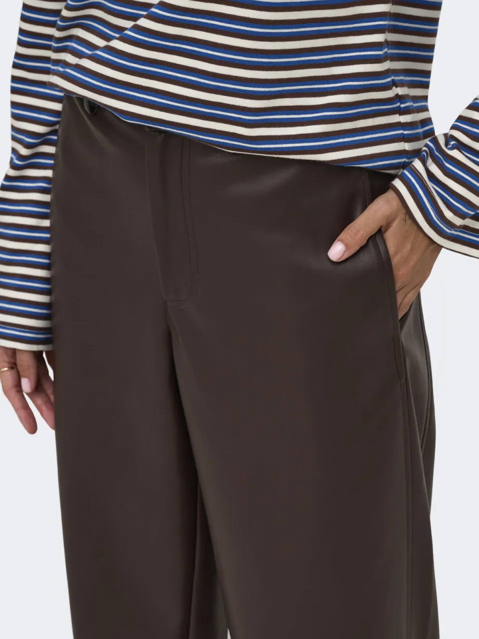 Only Neli wide leg broek donkerbruin, foto 6