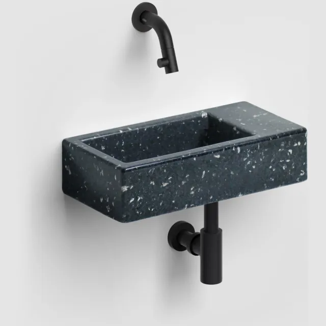 Clou Fontein Clou Flush 3 Zonder Kraangat 36x18 cm Gerecycled Plastic Zwart