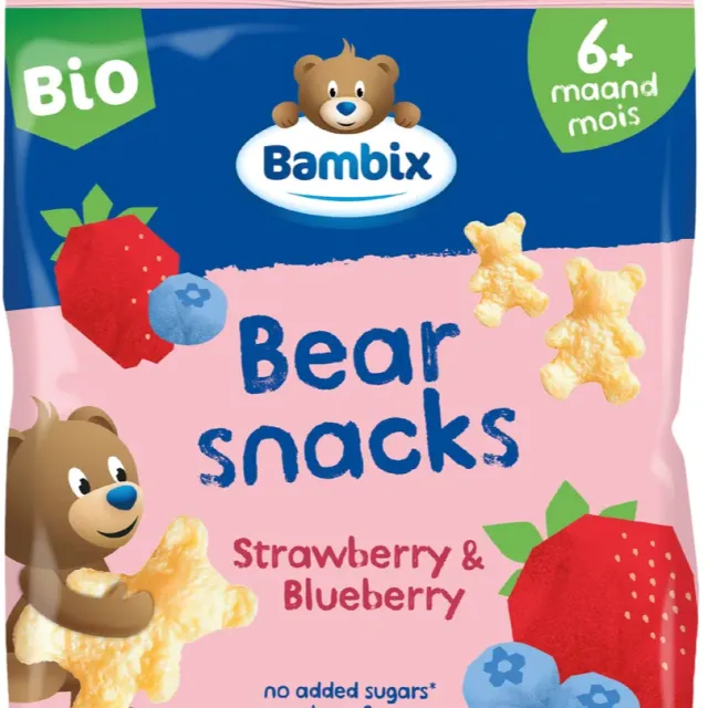 Bambix Bearsnacks Aardbei & Bosbes 6M+ Bio