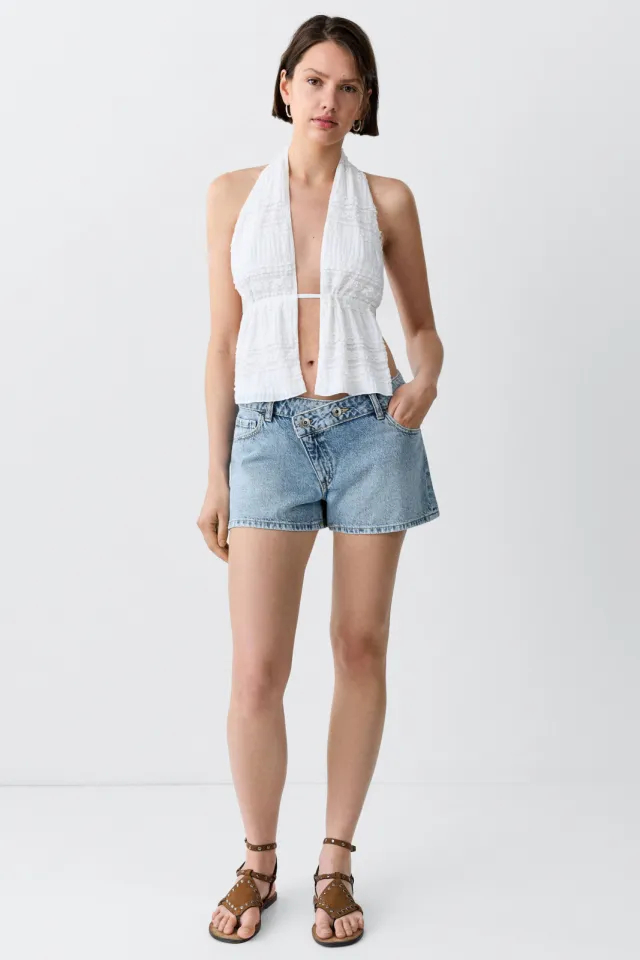 Mango Teen jeansshort lichtblauw Light blue denim