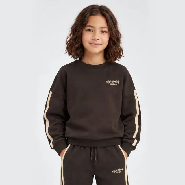 Cars gestreepte sweater met tekst - bruin