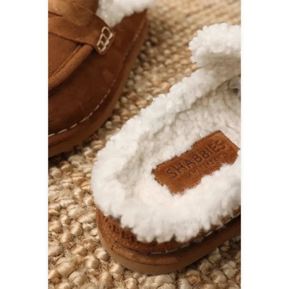 Shabbies Amsterdam Wilja Penny suède slipper warm bruin, foto 8