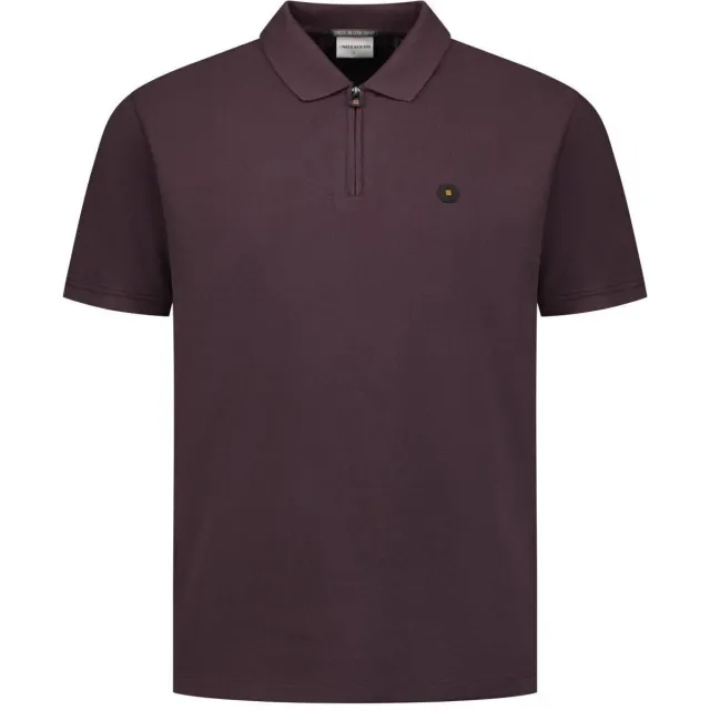 No Excess Polo Shirt Korte Mouw No Excess Half Zip Poloshirt Bruin donkerbruin