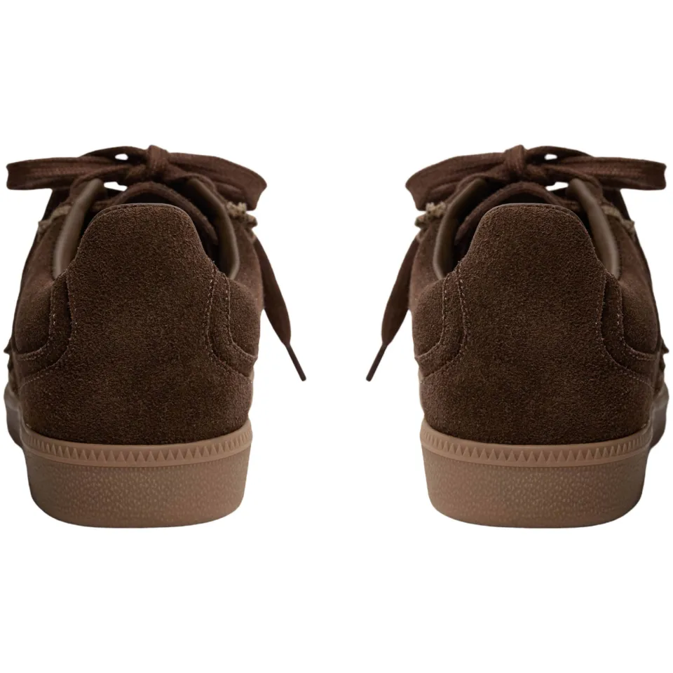 Sofie Schnoor girls suède sneakers met ruches - donkerbruin, foto 4