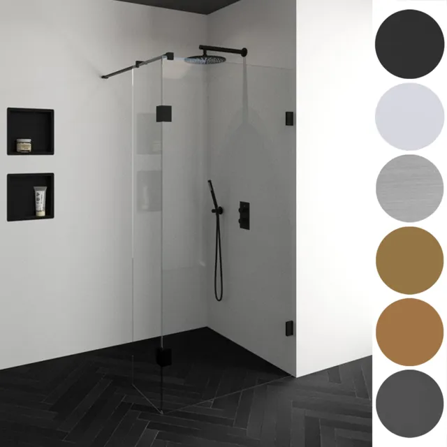 Sanitop BRAUER Void inloopdouche helder glas 100x200 met 40 zijwand incl. glascoating PVD gunmetal geborsteld