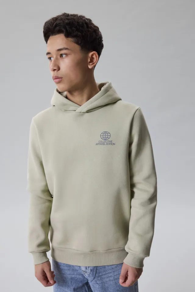 LMTD loose fit hoodie met backprint - beige Greige