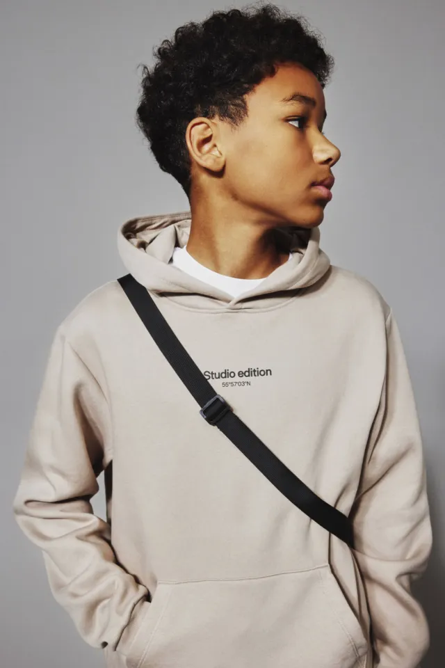 NAME IT KIDS hoodie met tekst beige