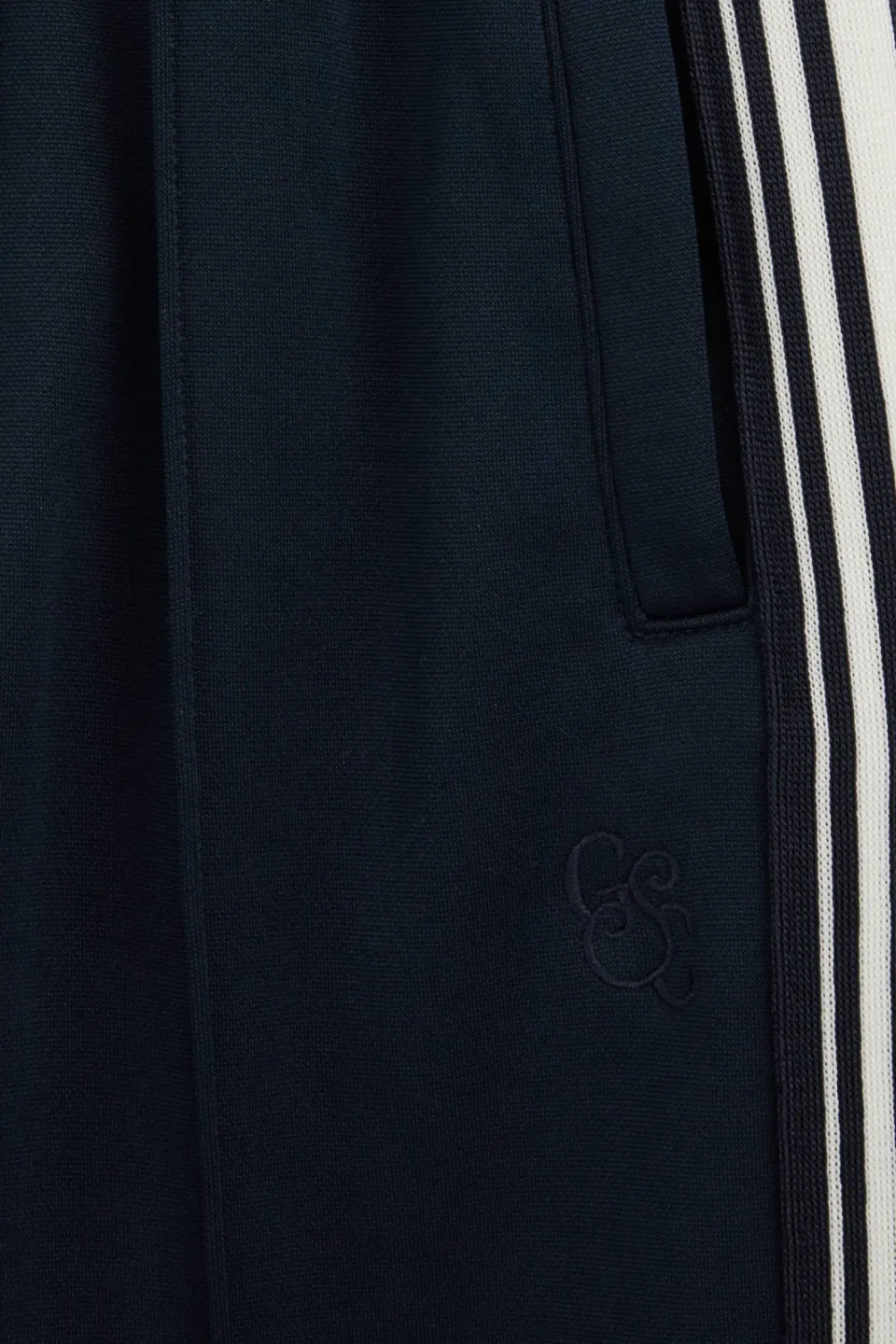 WE Fashion straight leg gestreepte joggingbroek donkerblauw, foto 6