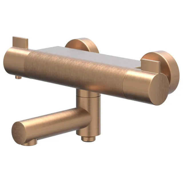 Badthermostaatkraan IVY Pact Opbouw Omstel Met Draaibare Baduitloop Met Omstel Cooltouch Geborsteld Mat Koper PVD