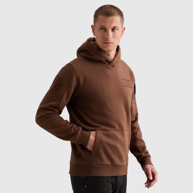 PME Legend regular fit hoodie met borduursels - bruin Cappuccino