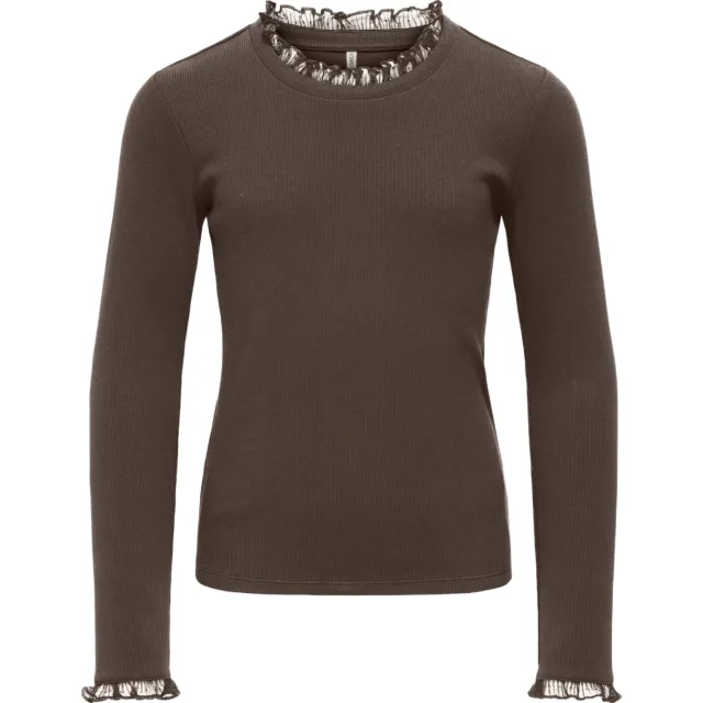 Only KIDS ONLY GIRL rechtvallende longsleeve - donkerbruin