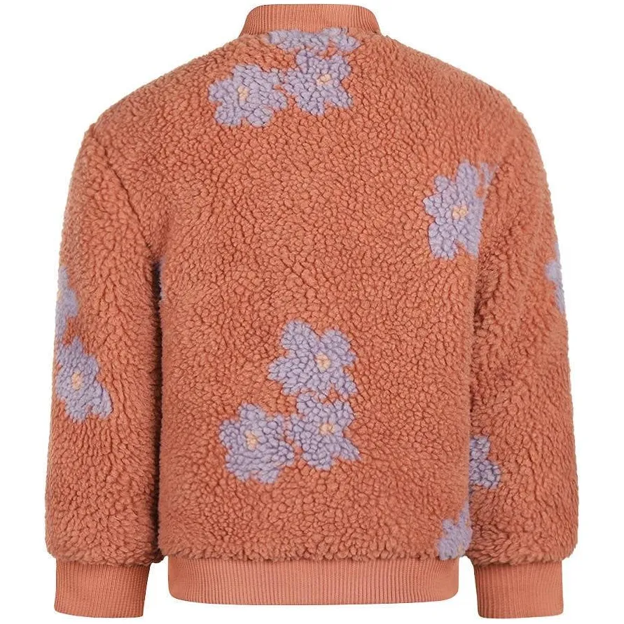 Koko Noko teddy jas met bloemenprint roodbruin, foto 3