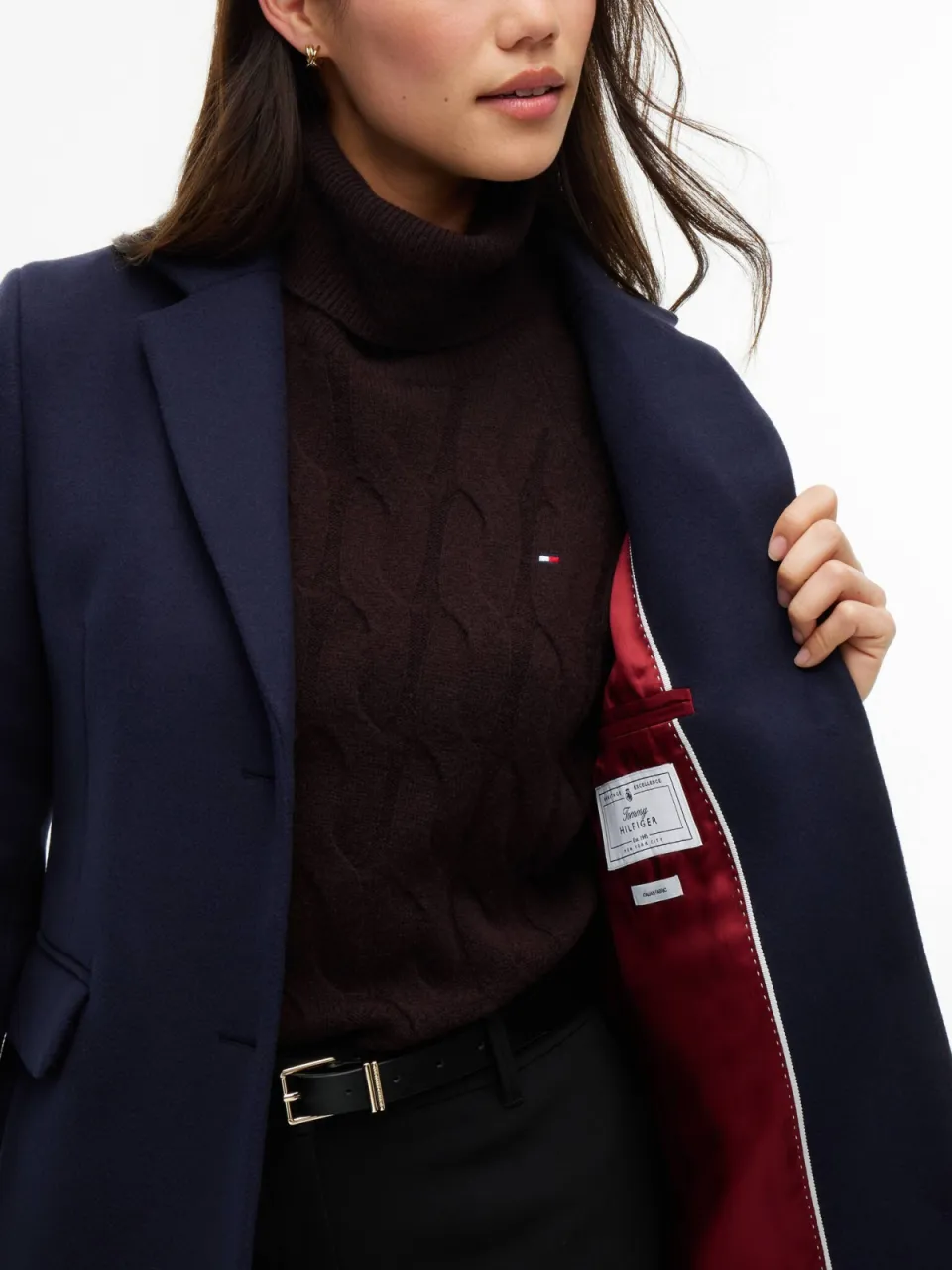 Tommy Hilfiger wollen wintermantel - donkerblauw, foto 5