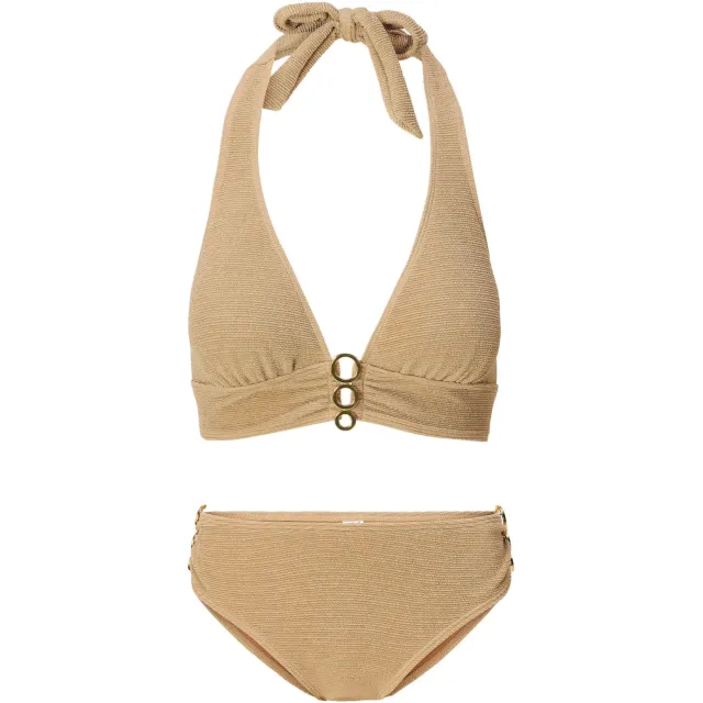 LingaDore voorgevormde halter bikini set met textuur goud