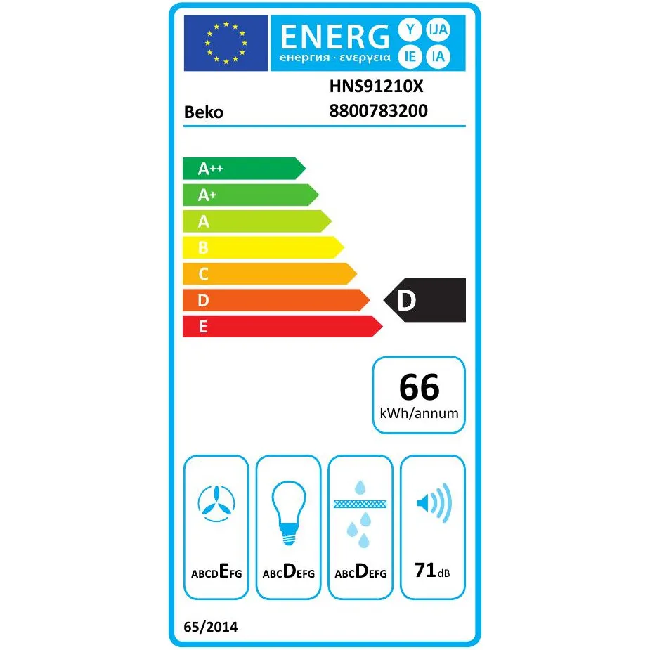 Beko HNS91210X onderbouwdampkap inox, foto 2