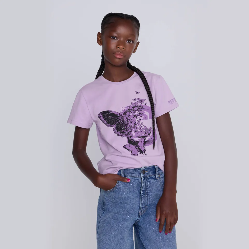 Coolcat Tisah t-shirt met vlinderprint lila