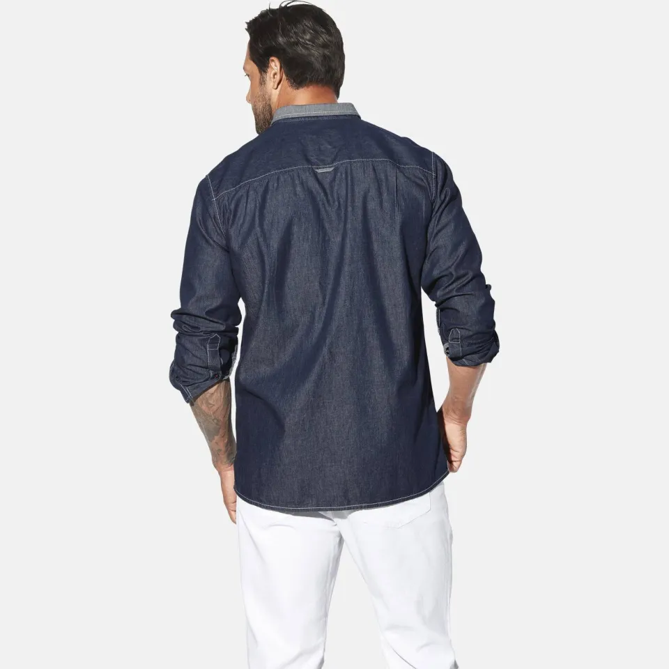 Jan Vanderstorm +FIT Collectie denim loose casual overhemd blauw, foto 3