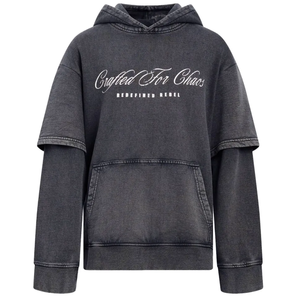 Redefined Rebel hoodie met tekst - antraciet, foto 2