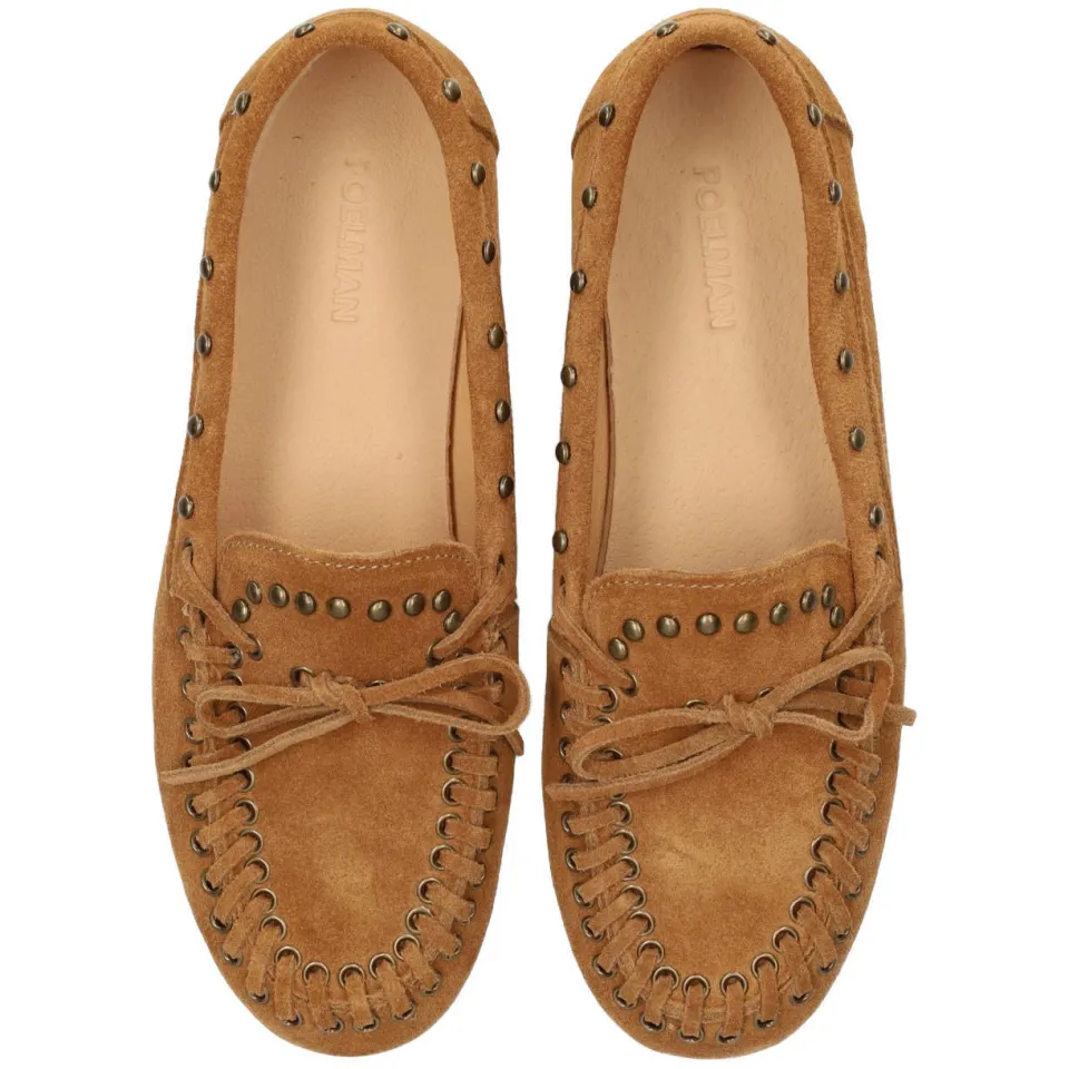 Poelman Kiya suède mocassins met studs - cognac, foto 5
