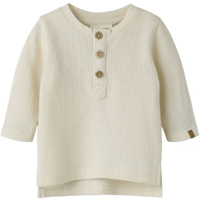 Lil' Atelier BABY katoenen gebreide longsleeve ecru