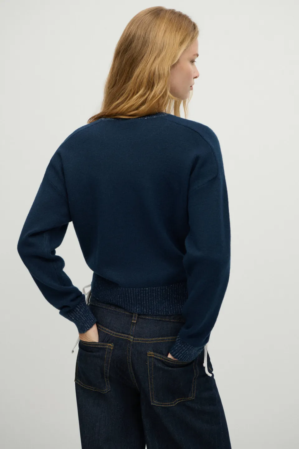 Mango TEEN gebreide trui met glitters - marineblauw, foto 6
