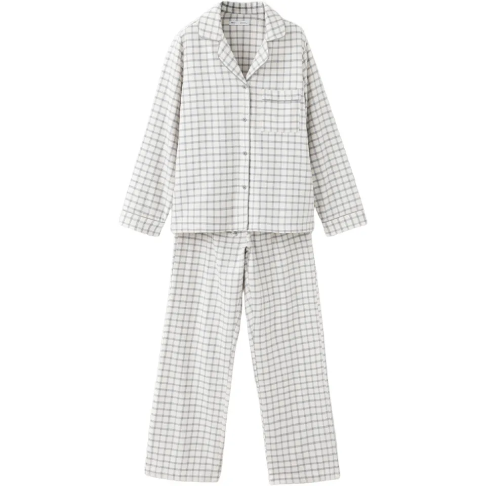 Mango geruite pyjama ecru antraciet, foto 2