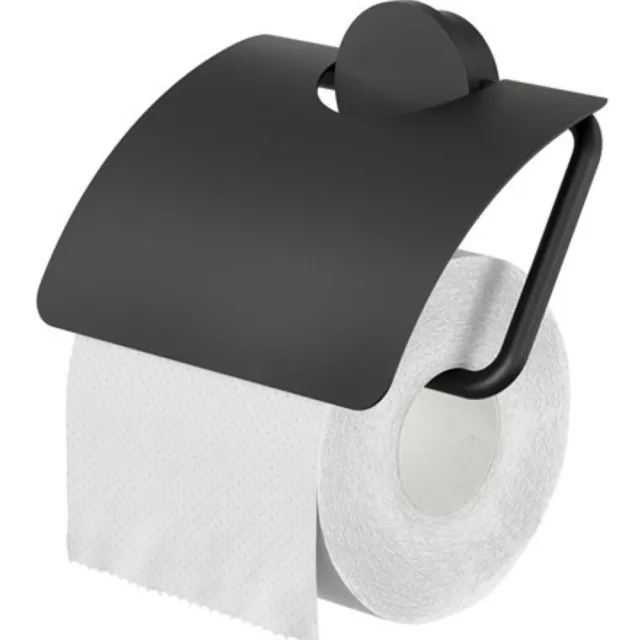 Geesa Opal toiletrolhouder met klep zwart