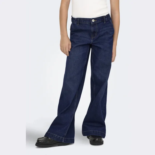 Only KIDS ONLY GIRL high waist wide leg jeans dark blue denim