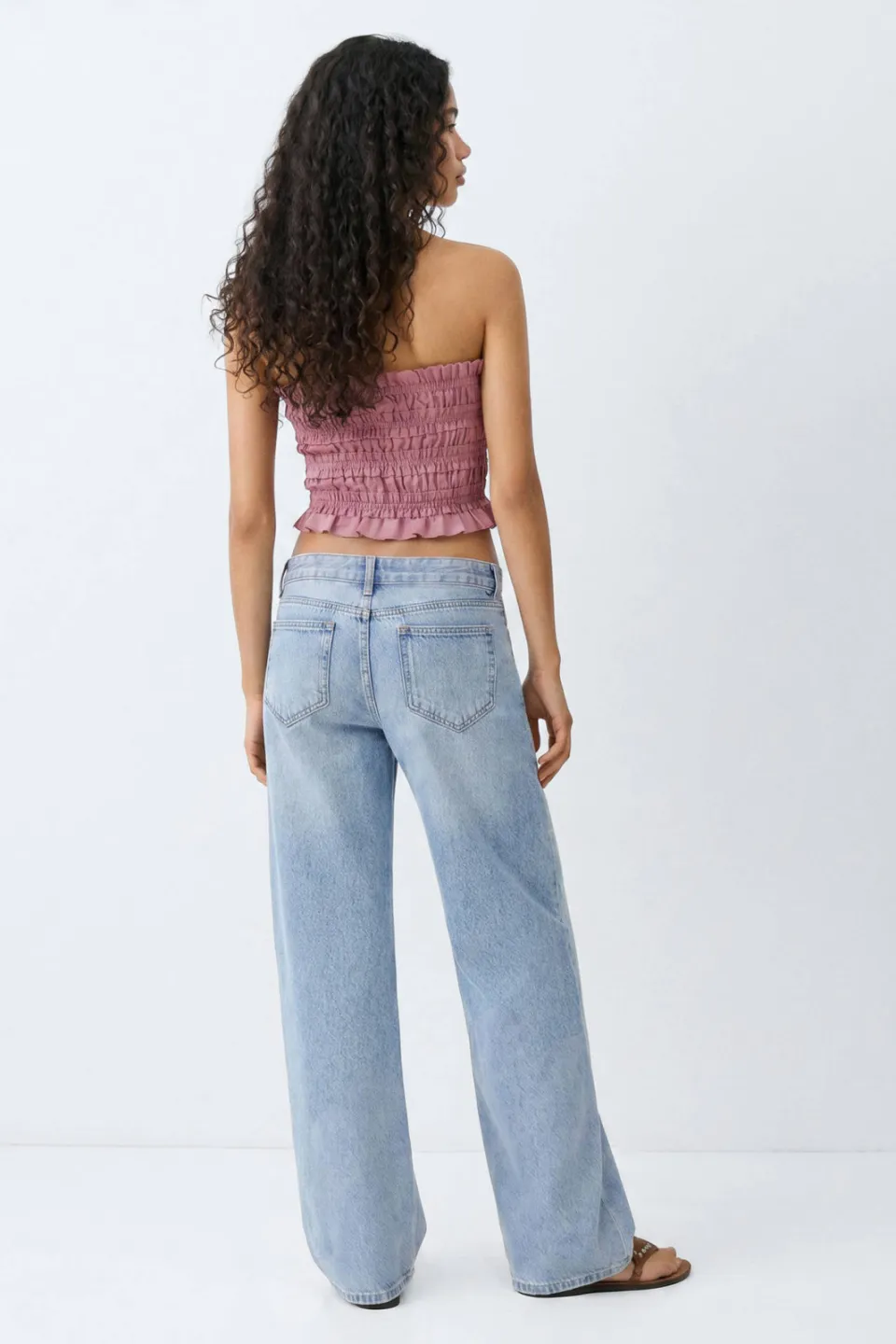 Mango strapless top met smockwerk oudroze, foto 4