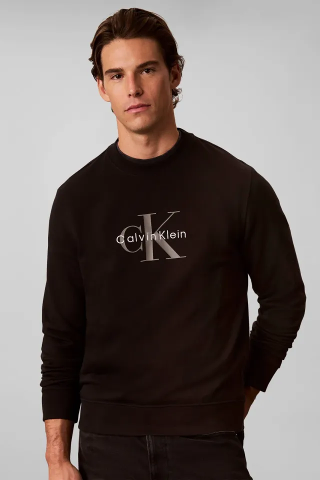 Calvin Klein JEANS regular fit sweater met logo - zwart