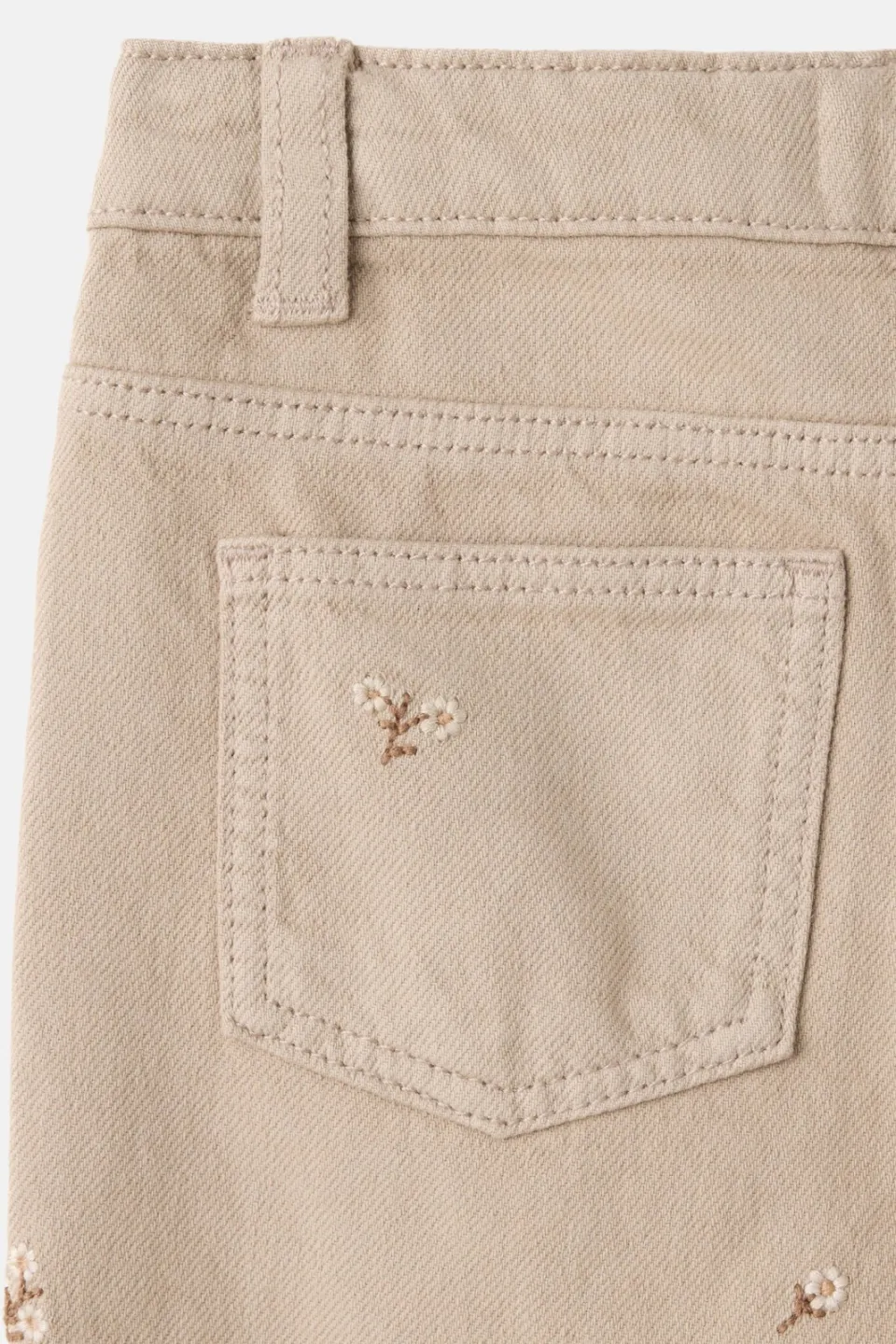 Mango Kids regular fit wide leg jeans met borduursels - lichtbeige, foto 4