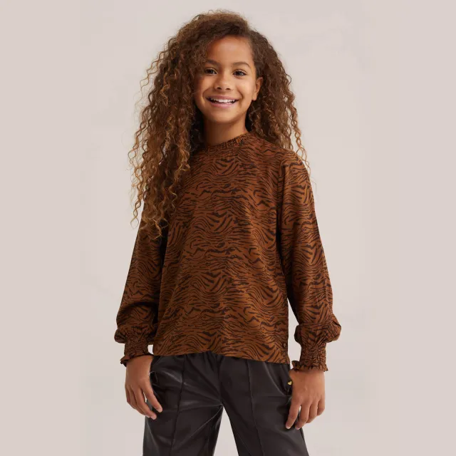 WE Fashion blousetop met zebraprint camel, foto 4