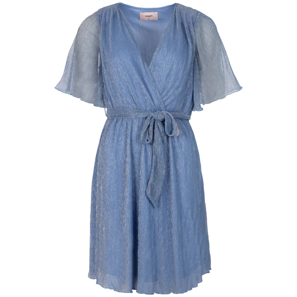 Freebird Dalena korte jurk met lurex lichtblauw blauw, foto 2