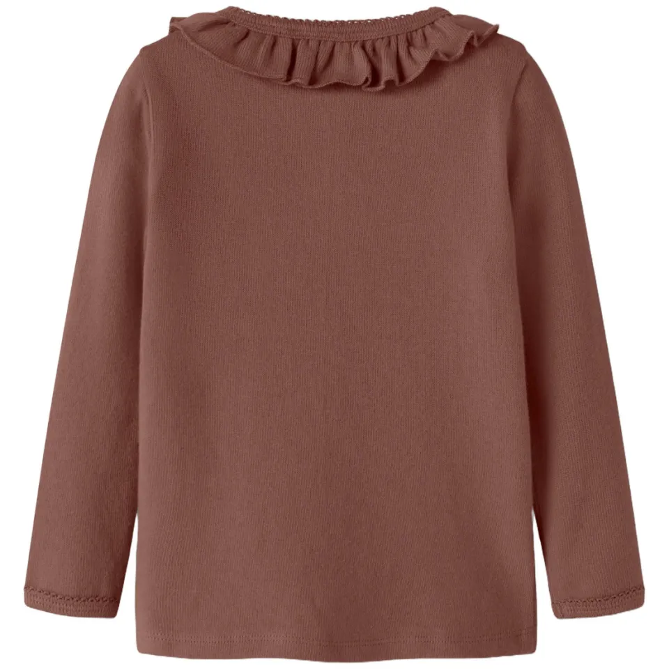Lil' Atelier longsleeve met ruches bruin, foto 2