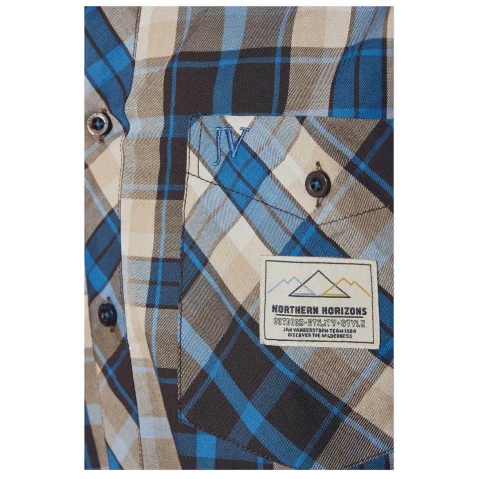 Jan Vanderstorm casual overhemd NORLUND Plus bruin/blauw, foto 6