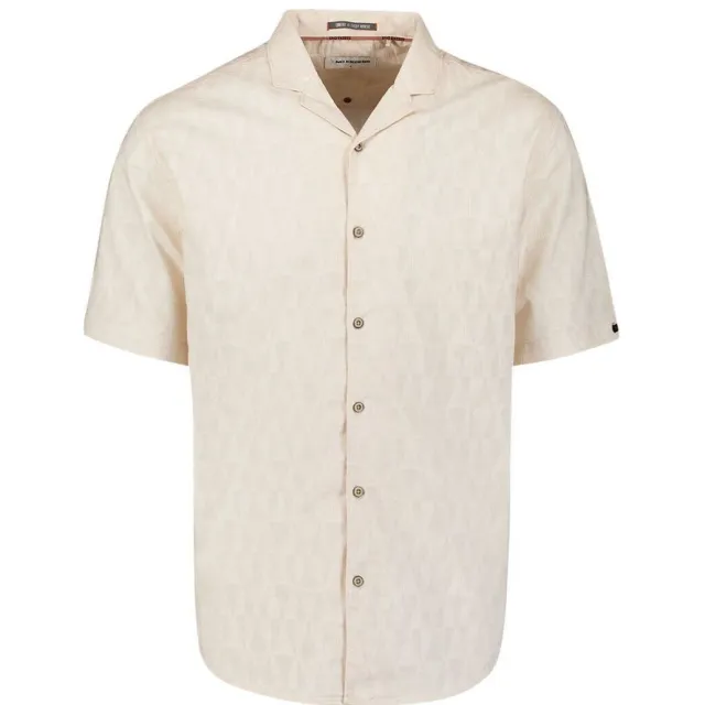 No Excess Overhemd Korte Mouw No Excess Short Sleeve Jacquard Overhemd Ecru