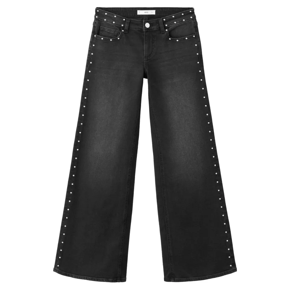 Mango TEEN wide leg jeans met studs - zwart, foto 2