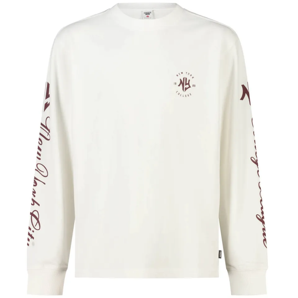 America Today longsleeve met backprint - wit/donkerrood, foto 2