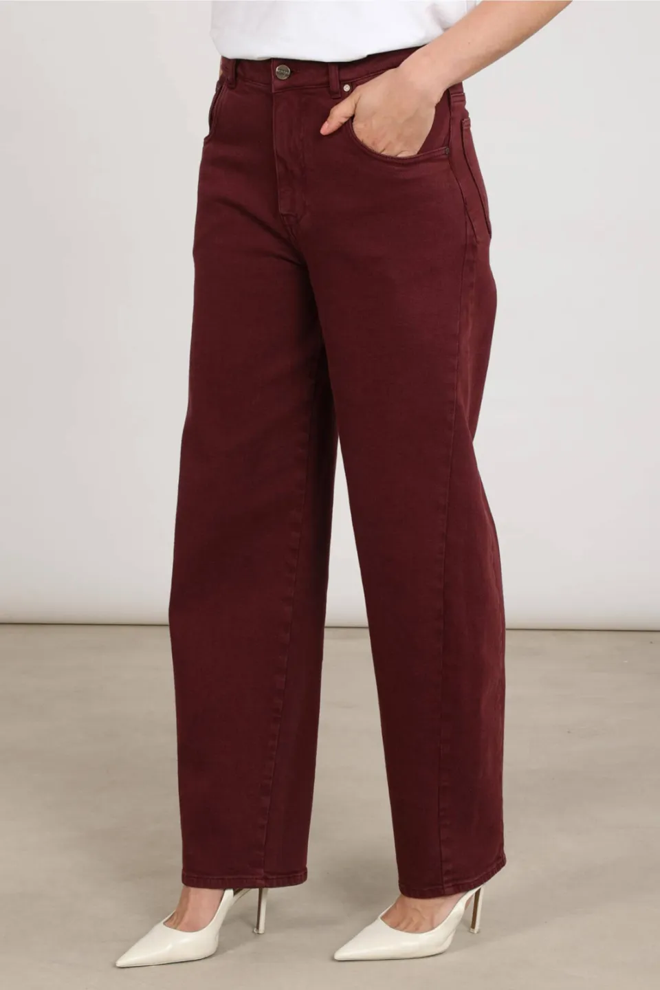 NUKUS Petra loose fit jeans - donkerrood, foto 5