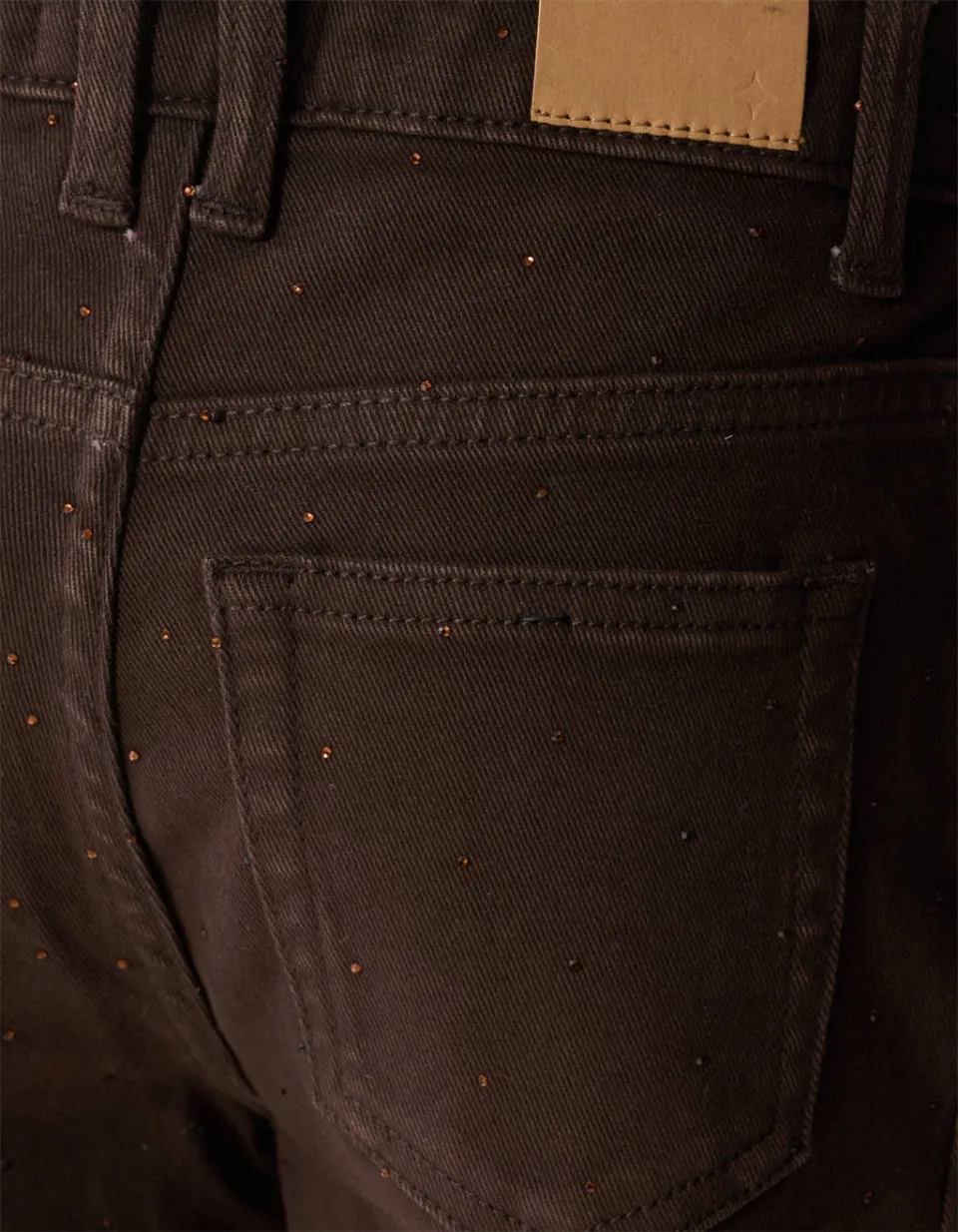 Shoeby straight leg jeans met strass-steentjes - donkerbruin, foto 6