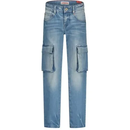 Vingino straight leg cargo jeans light blue denim Blauw Jongens Katoen Old vintage