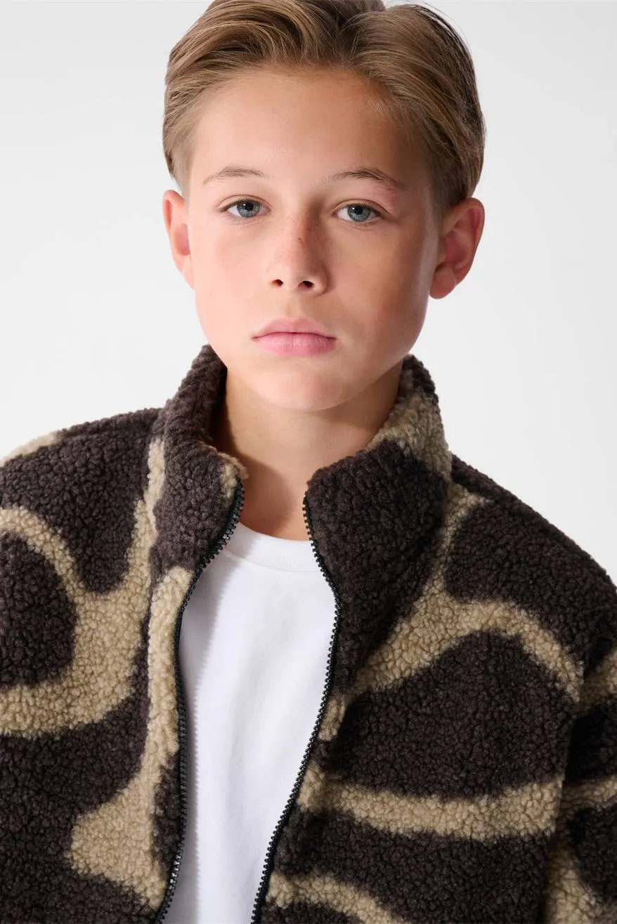 Shoeby teddy jas met print donkerbruin, foto 6