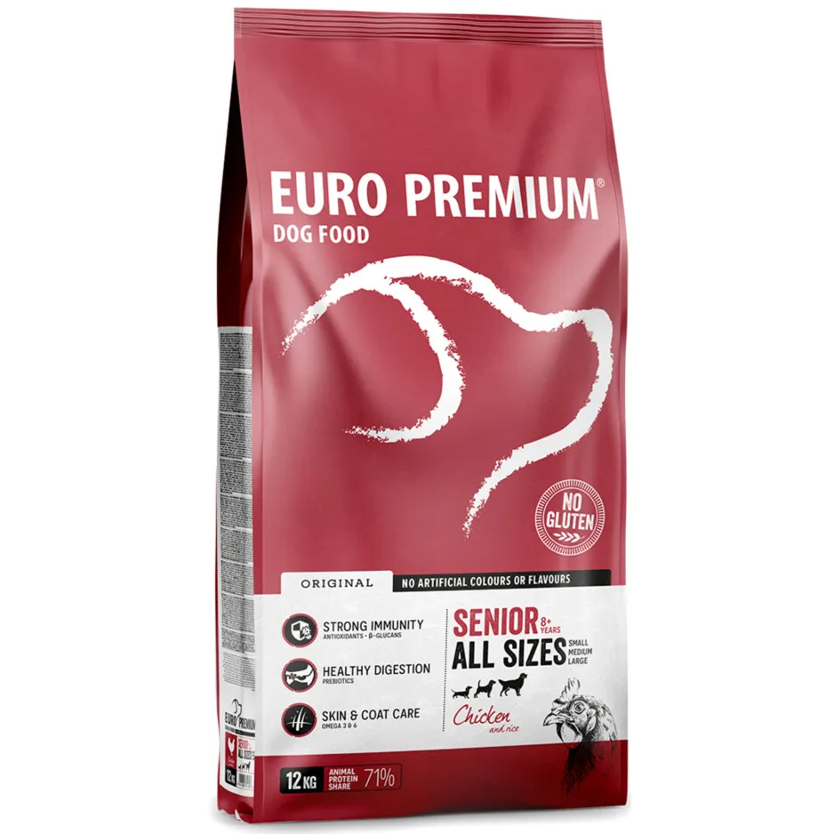 Euro Premium Senior 8+ kip & rijst hondenvoer 12 kg, foto 3
