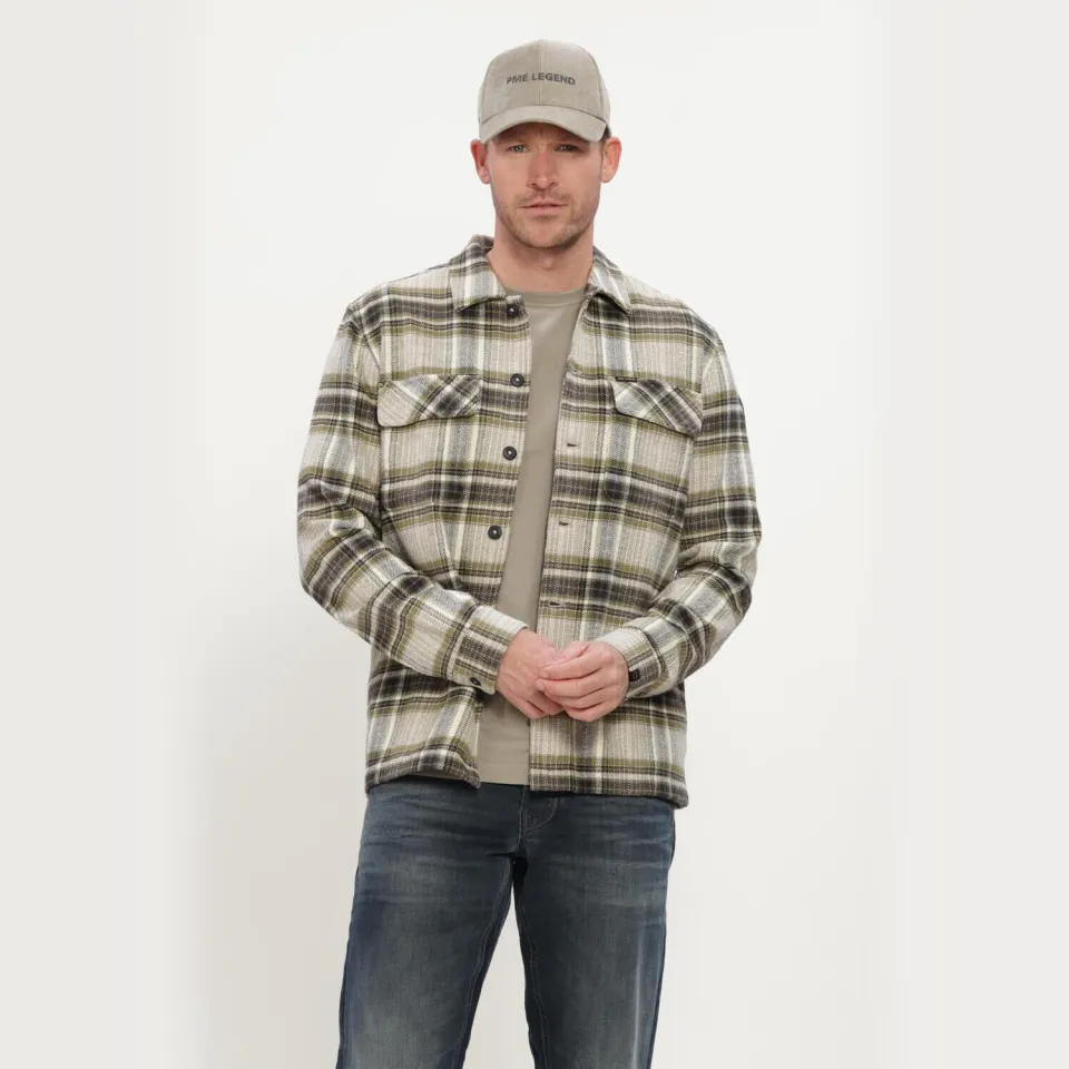 PME Legend regular fit geruit overshirt - loden groen, foto 2